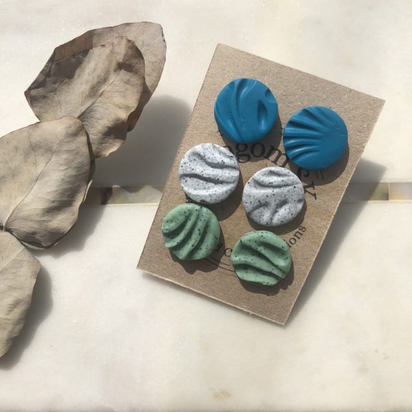 Örhängen Textured Stud Pack - Blue, Granite & Speckled Green