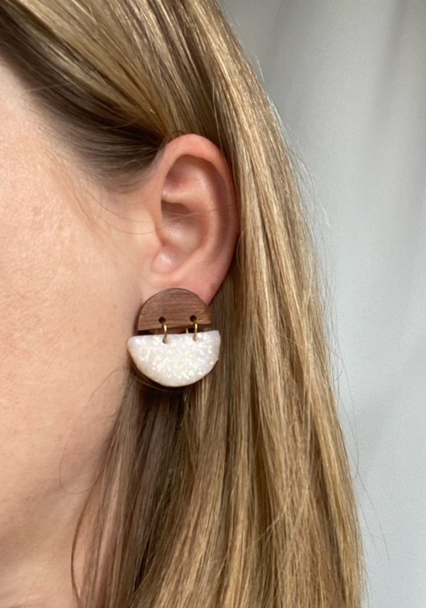 Kolibri - Cedarwood and Opal Clay Studs - Image 2